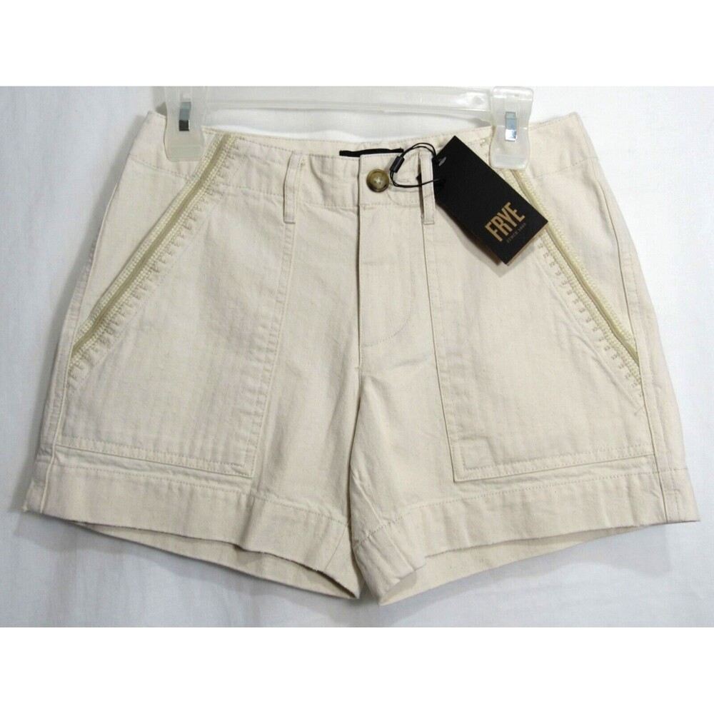 Frye Beige Stitched Details Shorts Size 28 NWT